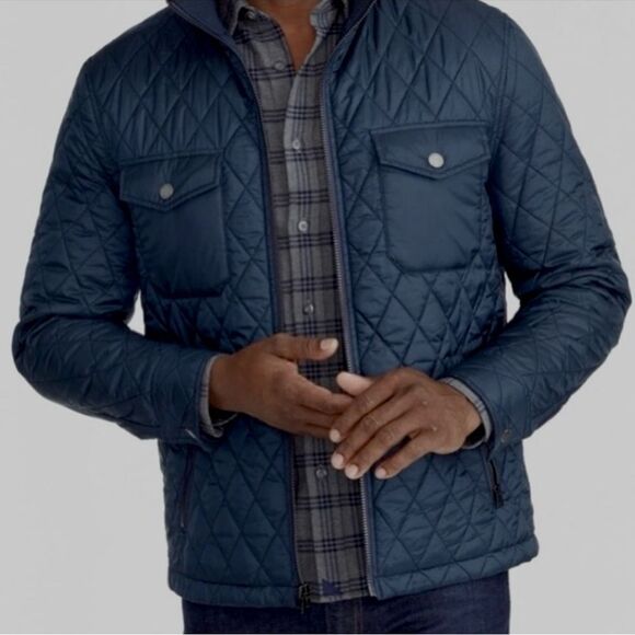Untuckit Marne Navy Quilted Lightweight Jacket - Picture 1 of 14